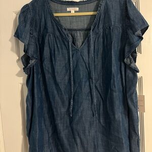 LC Lauren Conrad Chambray Blue Blouse